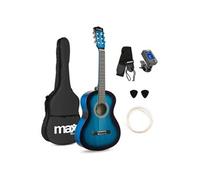 Max SoloArt Pack Guitare Classique Junior 3/4 - Bleue, Cordes en Nylon, 8 à 12 ans, Sac de Transport, Médiators, Sangle, un Cadeau pour Enfants Idéal pour Débuter la Guitare