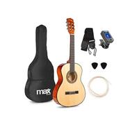 MAX! Guitare classique Pack SoloArt Junior 3/4 Bois naturel clair, cordes nylon, 8 à 12 ans, sac