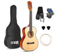 Max SoloArt Pack Guitare Classique Junior 3/4 - Bois Naturel Clair, Enfant 8 à 12 ans Marron G