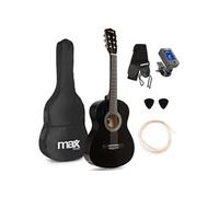 Max SoloArt Pack Guitare Classique Junior 3/4 - Noire, Cordes en Nylon, 6 à 12 ans, Sac de Transport