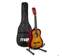 Max SoloArt Pack Guitare Junior 3/4 - Sunburst, Cordes Nylon, 8 à 12 ans, Sac de Transport, Médiators, Sangle, Support Guitare