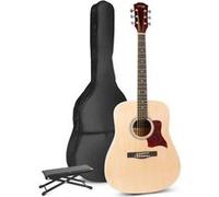 MAX SoloJam est un Ensemble de Démarrage pour Guitare Acoustique Western avec Repose-Pied - Bois, Idéal pour Débuter la Guitare