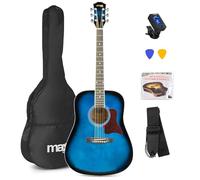 Max SoloJam Guitare Acoustique Folk Débutant Pack Complet Bleu