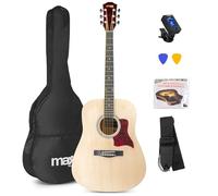 MAX! Guitare acoustique SoloJam – Bois clair, cordes en acier – Starter pack complet