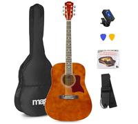 Max SoloJam Guitare Acoustique Folk Débutant Pack Complet Bois Foncé