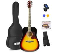 Max SoloJam Guitare Acoustique Folk Débutant Pack Complet Sunburst