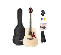 MAX! Guitare acoustique SoloJam – Bois clair, cordes en acier – Starter pack complet
