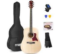 MAX! Guitare acoustique SoloJam – Bois clair, cordes en acier – Starter pack complet