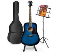 MAX SoloJam Western Guitare acoustique avec musique et support de guitare - Bleu