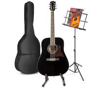 MAX SoloJam Western Guitare Acoustique avec Musique et Support de Guitare - Noir, Idéal pour Débuter la Guitare