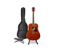 Guitare folk GENERIQUE MAX SoloJam Western guitare acoustique avec support de guitare et repose-pieds - Marron