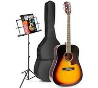 MAX SoloJam Western - Guitare pour débutant acoustique avec pupitre - Sunburst, idéal pour débuter la guitare