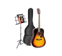 MAX SoloJam Western - Guitare pour débutant acoustique avec pupitre - Sunburst, idéal pour débuter la guitare