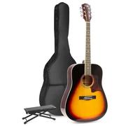 Guitare folk GENERIQUE MAX SoloJam Western kit de démarrage pour guitare acoustique avec repose-pieds - Sunburst