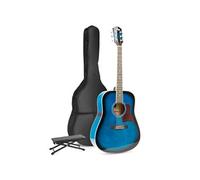 Guitare folk GENERIQUE MAX SoloJam Western kit de démarrage pour guitare acoustique avec repose-pieds - Bleu