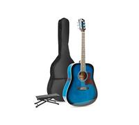 MAX SoloJam Western kit de démarrage pour guitare acoustique avec repose-pieds - Bleu