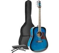 MAX SoloJam Western kit de démarrage pour guitare acoustique avec repose-pieds - Bleu Bleu G