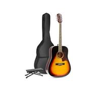 Guitare folk GENERIQUE MAX SoloJam Western kit de démarrage pour guitare acoustique avec repose-pieds - Sunburst