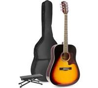 Guitare folk GENERIQUE MAX SoloJam Western kit de démarrage pour guitare acoustique avec repose-pieds - Sunburst