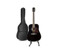 MAX SoloJam Western Kit de Démarrage pour Guitare Acoustique avec Support de Guitare - Noir, Idéal pour Débuter la Guitare