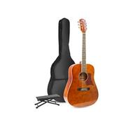 MAX SoloJam Western kit débutant pour guitare acoustique avec repose-pieds - Marron