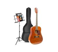 MAX SoloJam Western Kit guitare acoustique avec pupitre - Marron, idéal pour débuter la guitare