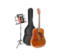 MAX SoloJam Western Kit guitare acoustique avec pupitre - Marron, idéal pour débuter la guitare