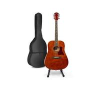 Guitare folk GENERIQUE MAX SoloJam Western set de démarrage pour guitare acoustique avec support de guitare - Brun