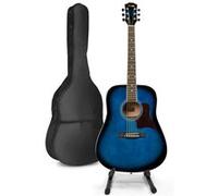 MAX SoloJam Western starter set de guitare acoustique avec support de guitare - Bleu, idéal pour débuter la guitare Bleu