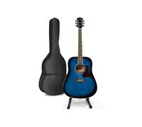 MAX SoloJam Western starter set de guitare acoustique avec support de guitare - Bleu, idéal pour débuter la guitare Bleu