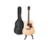 MAX SoloJam Western starter set de guitare acoustique avec support de guitare - Bois, idéal pour débuter la guitare Marron