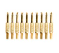 Max-Tonsen 10 Pcs Plaqué Or 6.35mm Mâle 1/4 Mono Prise Jack Connecteur Audio Soudure