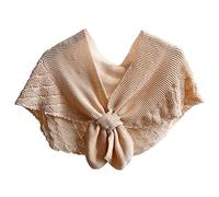 Max-Tonsen Châle en crochet pour femme - Couleur unie - Poncho noué - Châle pour femme - Beige