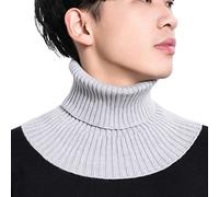 Max-Tonsen Faux col roulé en tricot pour femme - Col montant amovible - Élastique - Épaules dénudées - Fournitures de vêtements - Faux col - écharpe, gris