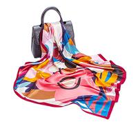 Max-Tonsen Foulard carré en soie tendance pour femme 90 x 90 cm - Pour le cou et les cheveux - Pour femme - Écharpe imprimée