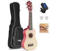 MAX UKEY Pack ukulélé et accessoires - Bois clair, cordes en nylon, nombreux accessoires pour débuter dans la musique Marron G