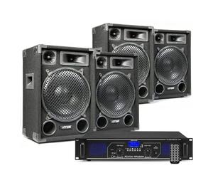 MAX12 Ensemble Kit Sono DJ avec 4X Enceintes et Amplificateur Bluetooth 2800W - Idéal pour Animer Vos Soirées