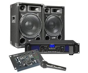MAX12 Pack Sonorisation, Un Amplificateur et Une Table de Mixage - 1200 Watts, Un Kit pour Une Soirée karoaké, Idéal pour Animer et Ambiancer Vos Soirées Black