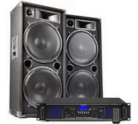 MAX215 Pack Sono DJ 4000W avec Amplificateur BT et 2 Enceintes 15 Pouces - Système de Sonorisation Complet pour Soirées, DJ et Événements