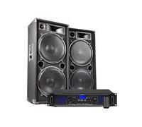 MAX215 Pack Sono DJ 4000W avec Amplificateur BT et 2 Enceintes 15 Pouces - Système de Sonorisation Complet pour Soirées, DJ et Événements