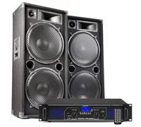 MAX215 Pack Sono DJ 4000W avec Amplificateur BT et 2 Enceintes 15 Pouces - Système de Sonorisation Complet pour Soirées, DJ et Événements