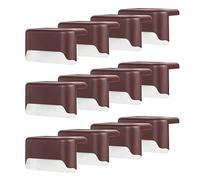 maxant Lot de 12/16 lampes solaires de terrasse,lampes solaires clôture,lampes solaires étanches à LED escaliers,marches,garde-corps,mur,clôture,cour,patio,jardin (12 coques marron blanc L01557