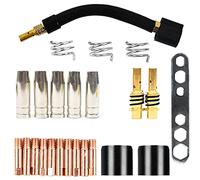 MaxAwe Lot de 24 pièces d'usure, accessoires de soudage compatibles avec MIG/MAG MB15 avec 5 buses à gaz, 2 porte-buses, 10 buses d'alimentation M6 0,8 mm, 2 isolateurs, 3 ressorts de maintien, 1