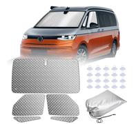 MaxAwe Lot de 5 tapis thermiques pour cabine de conducteur - Convient pour VW T7 - Pare-soleil intérieur de luxe - Couverture de pare-brise - Kit de stores thermiques - Occultant - Protection solaire