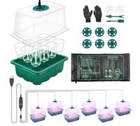 MaxAwe Serre de Chambre avec Contrôleur de Timing et Tapis Chaleur pour Semis, 6PCS Mini Serre avec 8 Lumières LED, Starter Trays, Kit de Culture de Serre pour Plantes
