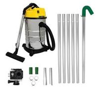 MAXBLAST Aspirateur Industriel 30 L 1400W Moteur Triple Sec & Humide Perche Gouttières 1,2 à 7,2 m Caméra d'Inspection Temps Réel Zoom 4x Grand Angle Embouts en Aluminium [Sac de Transport INCLUS] Ino