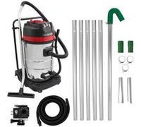 MAXBLAST Aspirateur Industriel 80 L 3000W Moteur Triple Sec & Humide Perche Gouttières 1,2 à 7,2 m Tuyau 5 m Caméra d'Inspection Temps Réel Zoom 4x Embouts en Aluminium [Sac de Transport INCLUS] Inox