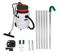 MAXBLAST Aspirateur Industriel 90 L 3000W Moteur Triple Sec & Humide Perche Gouttières 1,2 à 7,2 m Caméra d'Inspection Temps Réel Zoom 4x Grand Angle Embouts en Aluminium [Sac de Transport INCLUS] Bla