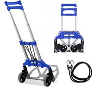 MAXBROTHERS Diable Pliable en Aluminium,avec poignée télescopique et Roue en Caoutchouc rotative à 360, 1 Cordons Extensibles,degrés pour Les Bagages,Shopping,Voyage,déménagement et(TPR-Wheels)