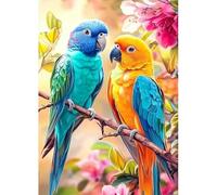 MAXBYE 5D Diamond Painting Kits pour Adulte, Diamond art Deux Perroquets Peinture Diamant Complet Kits pour Débutant, Gemme Point de Croix Crystal Crafts Home Wall Decor Cadeaux 12x16 Inch